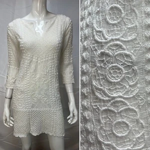 Yoana Baraschi White Floral Embroidered Lace Dress BHLDN Anthropologie S - Picture 1 of 13