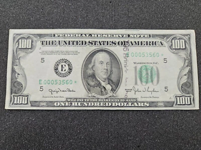 🌟 1950-E $100 Federal Reserve STAR NOTE Richmond VF-XF Low Serial Number - Image 1 of 4