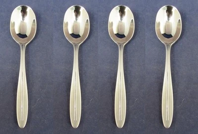 SET OF FOUR - Oneida Stainless Flatware STAVE Large Round Soup Spoons NEW - Image 1 of 4