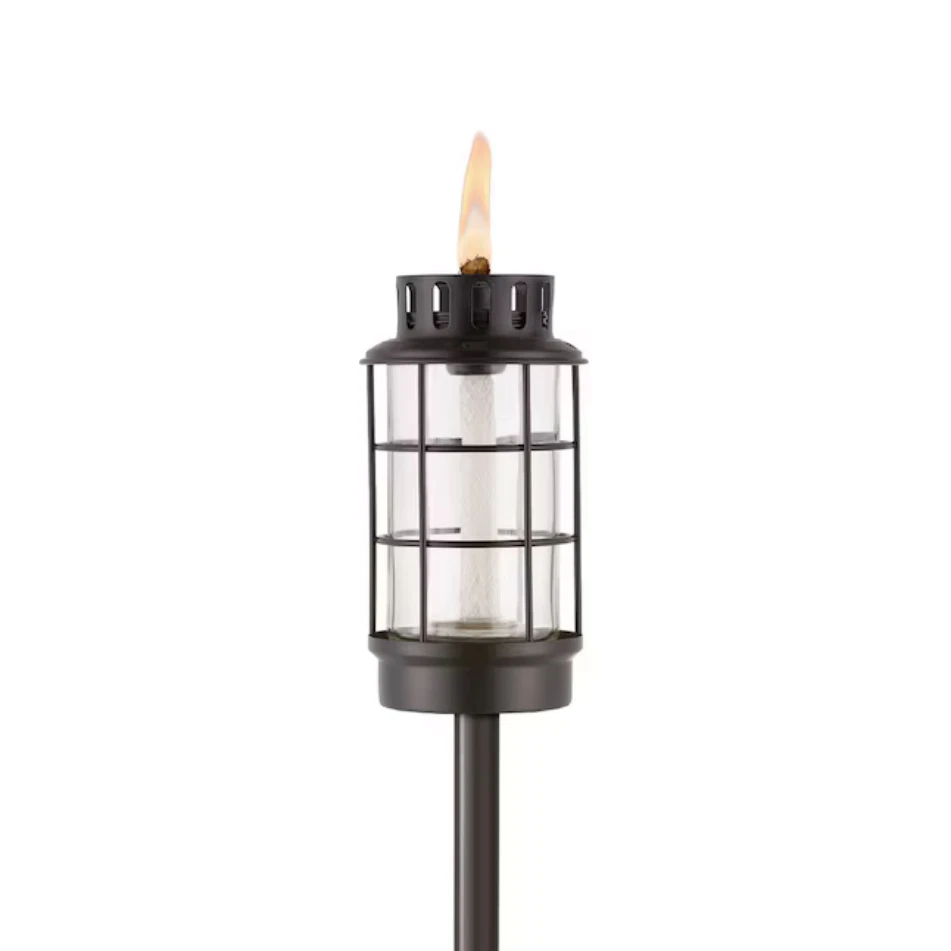 TIKI Simply Glass Torch Outdoor Stake Torches Kerosene/Lamp Oil Powered