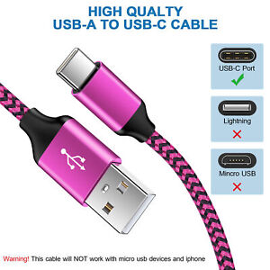 2M USB Type C Fast Charging Cable - Nylon Braided USB C Sync Cable for Galaxy
