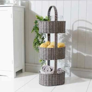 Badregal Caddy 3-stufig Bad Küchenregal Stauraumsparer Seil grau - Bild 1 von 1