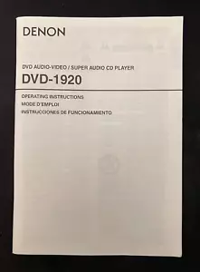Denon DVD-1920 DVD Audio-Video/Super Audio Reproductor de CD Manual del Propietario - Imagen 1 de 5