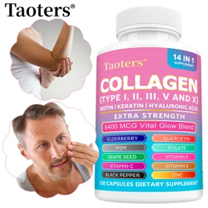 Collagen Complex 1000mg- Type I, II, III, V, X - Anti-Aging, Hydrolyzed Collagen - Picture 1 of 15