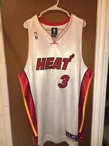 Reebok Authentic Miami Heat Dwayne Wade #3 White Jersey Adult Size 52 Authentic - Picture 1 of 10