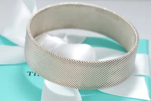 Tiffany & Co. Sterlingsilber festes Netz extra breit mittel Armreif Armband - Bild 1 von 8