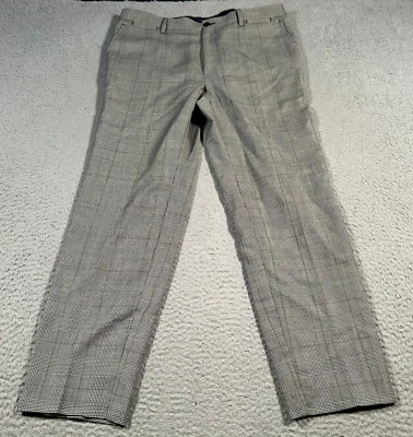 Calça Dolce Gabbana 33x26 Cinza Houndstooth Lã Virgem Cintura Média Negócios Casual - Imagem 1 de 4