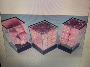 D6 - 16MM OPAQUE DICE, DARK PINK/WHITE, 12CT--NEW IN BOX - Picture 1 of 1