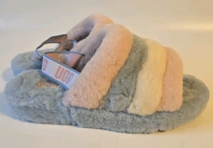 UGG Fluff Yeah Slides Sandals Slippers Women's Size 11 Blue Pink White - Picture 1 of 6