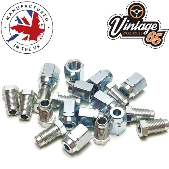 Classic Mini Brake Pipe Unions 3/8" UNFx24tpi Male Female For 3/16" Pipe UK Made - Image 1 of 1