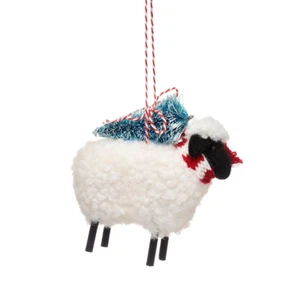 Sass & Belle Felt Hanging Rural Sheep with Tree Novelty Christmas Decoration - Picture 1 of 2