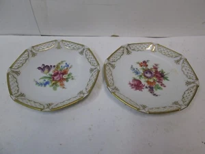 Set of 2 Schwarzenhammer Bavaria Pierced Rim Floral Pie Dessert Plates - Picture 1 of 3