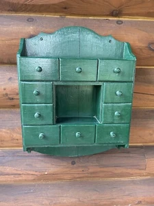 Antique Vintage Wood Hanging Spice Cabinet - Picture 1 of 13