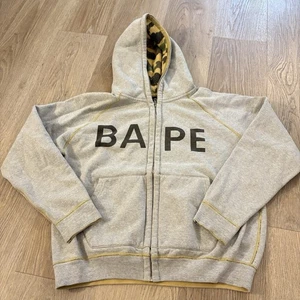 Authentic Bape Reversible Hoodie Grey/Yellow Camo Medium -A Bathing Ape- - Picture 1 of 14