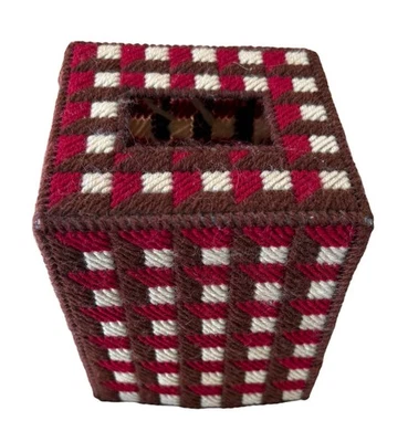 Handmade Needlepoint Plastic Canvas Kleenex Tissue Box Cover Craft Decor Cottage - Image 1 of 3