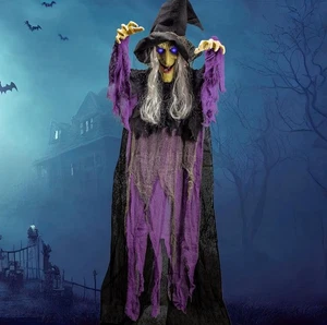 JOYIN 72” Halloween Hanging Witch Decorations Outdoor, Flying Dark Purple - Picture 1 of 5