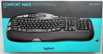 Logitech K350, 920-001996 Comfort Wave Wireless Keyboard, Black NEW OPEN BOX - Image 1 of 4