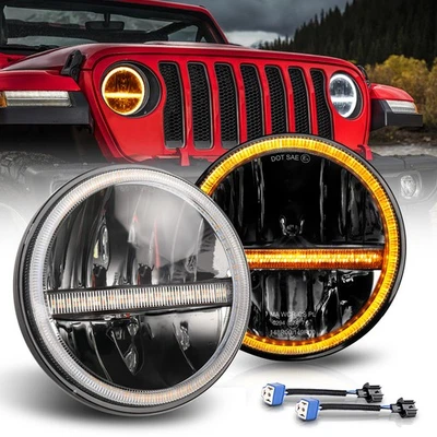 300W For Jeep Wrangler JK 1997-2018 PAIR 7 inch LED Headlights ADR Approved DRL - image 1 of 4