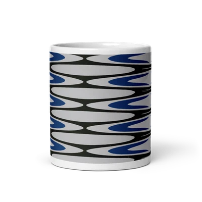 Taza de cerámica Serenity Chevron 11 oz en gris y azul Foto 1 de 3