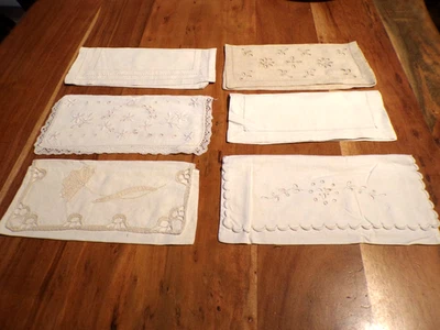 Linge ancien 1 Lot de 6 Porte serviette différents  brodés main - Photo 1/3