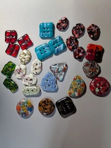 Lot A. Fused Glass Buttons, Handmade, Organic Shapes, Holes, Mixed Sizes - Picture 1 of 3
