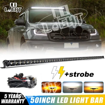 AUXBEAM 50" pulgadas 6 modos barra de luz LED ámbar blanco estroboscópico fila única para Ford 52" Foto 1 de 4