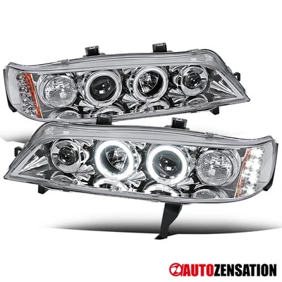Projector Headlights Fit 1994-1997 Honda Accord 2/4Dr LED Halo Headlamps 94-97 - Image 1 of 4