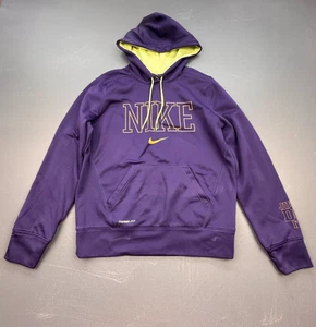 Nike Therma-Fit Hoodie Men’s Medium Purple Yellow Pullover Sweatshirt Just Do It - Picture 1 of 15