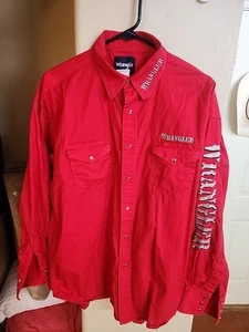 WRANGLER SIGNATURE MEN'S RED DENIM PEARL SNAP SHIRT..XL - Picture 1 of 4