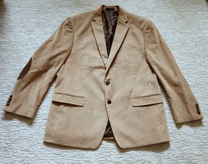 CHAPS sport coat Ralph Lauren tan corduroy blazer jacket (46 R) Elbow Patch - Picture 1 of 10