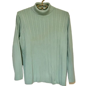 Talbots Women’s Turtleneck Sweater 3X Petite Plus Size Light Green Cozy Soft - Picture 1 of 11