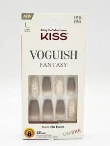 Kiss Long-Length Glue-On or Press-On Nails, Ombre & Glitter Shiny Finish 83596 - Picture 1 of 4