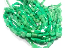 Grüner Chrysopras Edelstein facettiert Nugget Trommel Form Schmuck Handwerk Perlen 8 Zoll - Bild 1 von 7