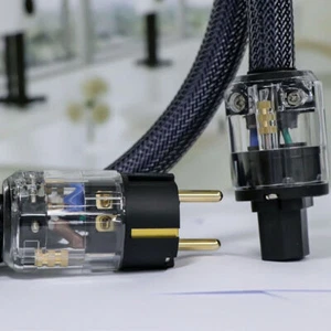 Audiophile US EU Schuko AC Power Cord OFC Copper HIFI Audio Power Supply Cable - Picture 1 of 11