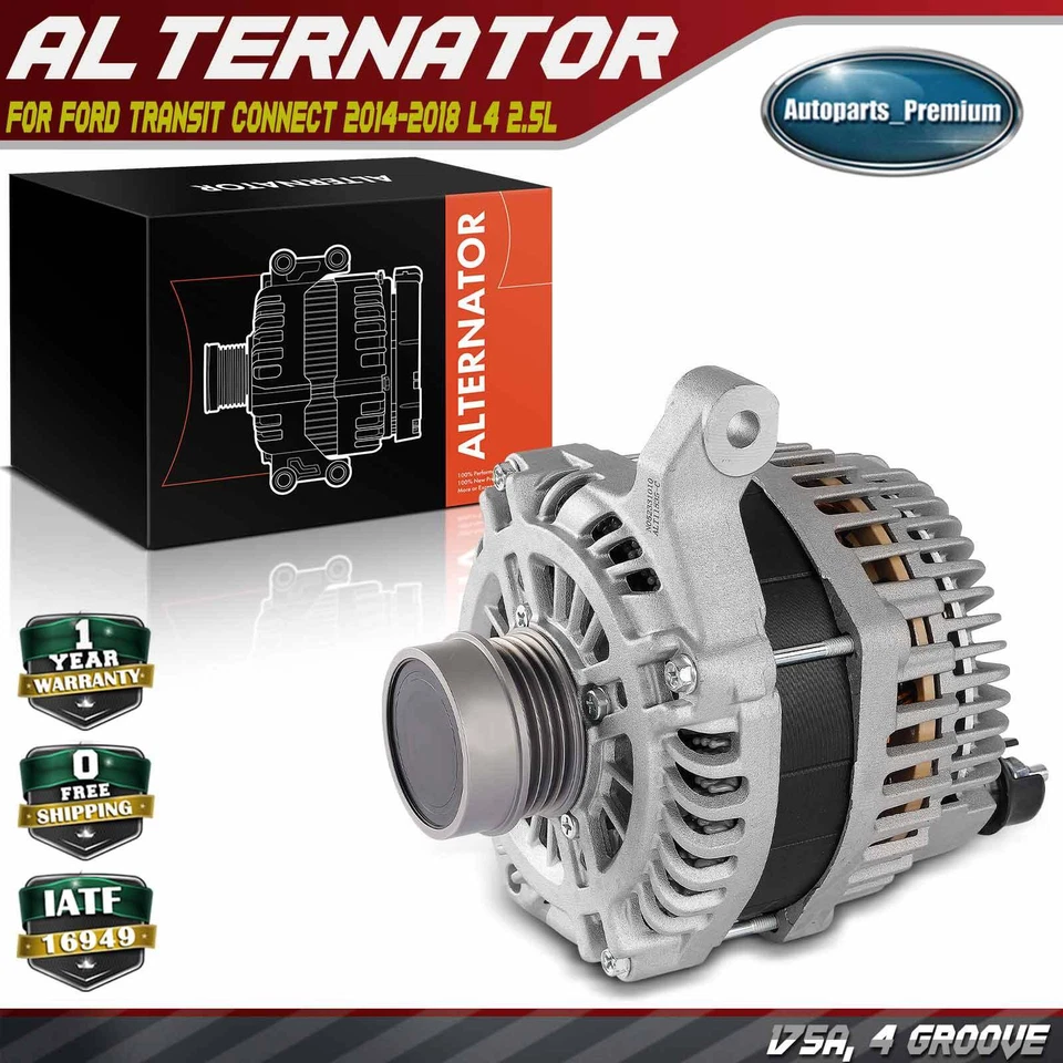 Alternador nuevo para Ford Transit Connect 2014-2018 L4 2,5 L 175A 12 V CW 4 ranuras Foto 1 de 4