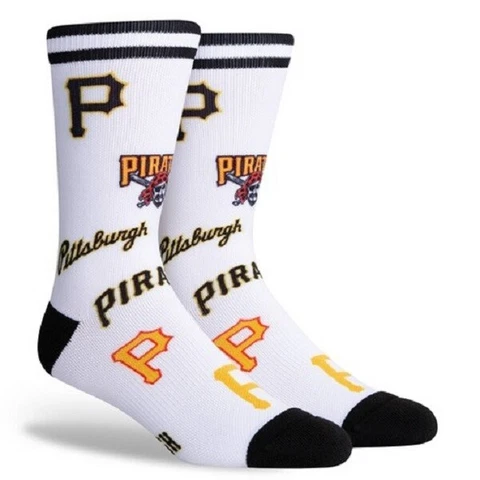 NEW! Pittsburgh Pirates Mix Up Logo Crew Socks Mens Large Fits Size 6-12 MLB Cover