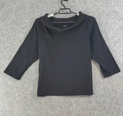 Suéter Rafaella Mujer XL Negro Manga 3/4 Pullover Elástico Tejido Capucha Cuello Foto 1 de 4