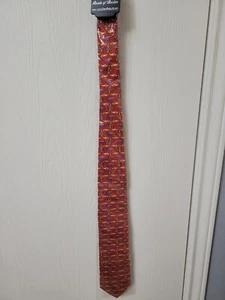 RIVETZ OF BOSTON MENS TIE RED WITH AIRPLANES 3.5" X 57" - Picture 1 of 4