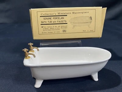 Vintage Shack man Dollhouse Porcelain Claw foot Tub Faucets Original Box - Image 1 of 4