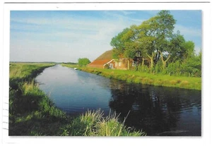 Germany Chrome Postcard Ostfriesland Grosefehn Canal Country Scene - Picture 1 of 2