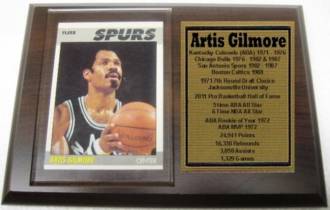 San Antonio Spurs Artis Gilmore Basketball Card Plaque Cover