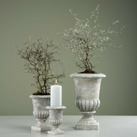 Pokal Vase Amphore Metall Weiss Shabby Vintage Landhaus Garten Deko 10x18cm