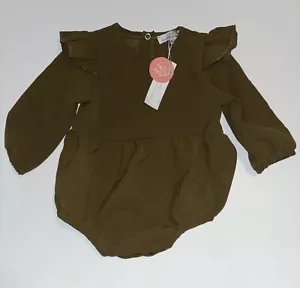 Bailey’s Blossoms One Piece Romper 6-9 Months Girls Long Sleeves Brown #MR - Picture 1 of 4