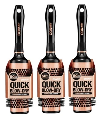 3 Pack Conair Quick Blow-Dry Thermal Square Hairbrush - Image 1 of 4