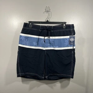 CHAPS Swim Shorts Men’s XL Surf Trunks Navy Blue Hawaiian Striped NWT - Picture 1 of 12