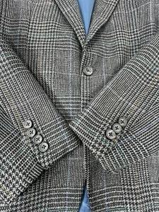 Hickey Freeman Blazer 40 Wool Vintage Men Blue Windpowpane Plaid Single Vent - Picture 1 of 18
