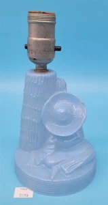 ThriftCHI ~ Art Deco Sombrero Siesta Themed Blue Glass Table Lamp - Bild 1 von 8