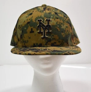New York Mets Baseball Cap New Era 59Fifty Fitted Hat 7 3/8 Camo On Field - Picture 1 of 8