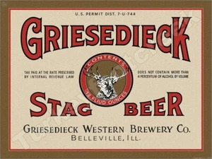 Griesedieck Stag Beer Label 12" x 16" Metal Sign - Picture 1 of 1