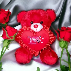 Peluche Orsacchiotto Rosso Illuminato Parlante San Valentino "Ti Amo" con Cuore Rosso - Foto 1 di 12